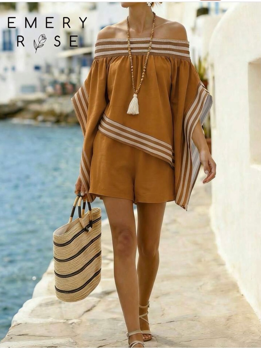 Emery Rose High-Waist Women's Shorts in Camel